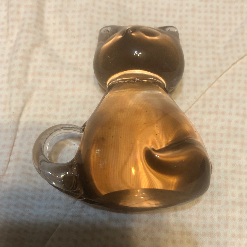 Amber Glass Cat Figurine Decorative Accent